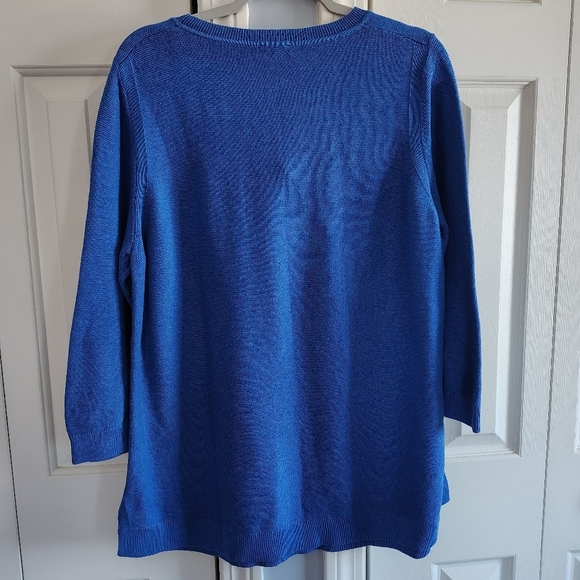 Talbot's Crew Neck Blue Tunic Top Knit Sweater XL - Picture 2 of 9